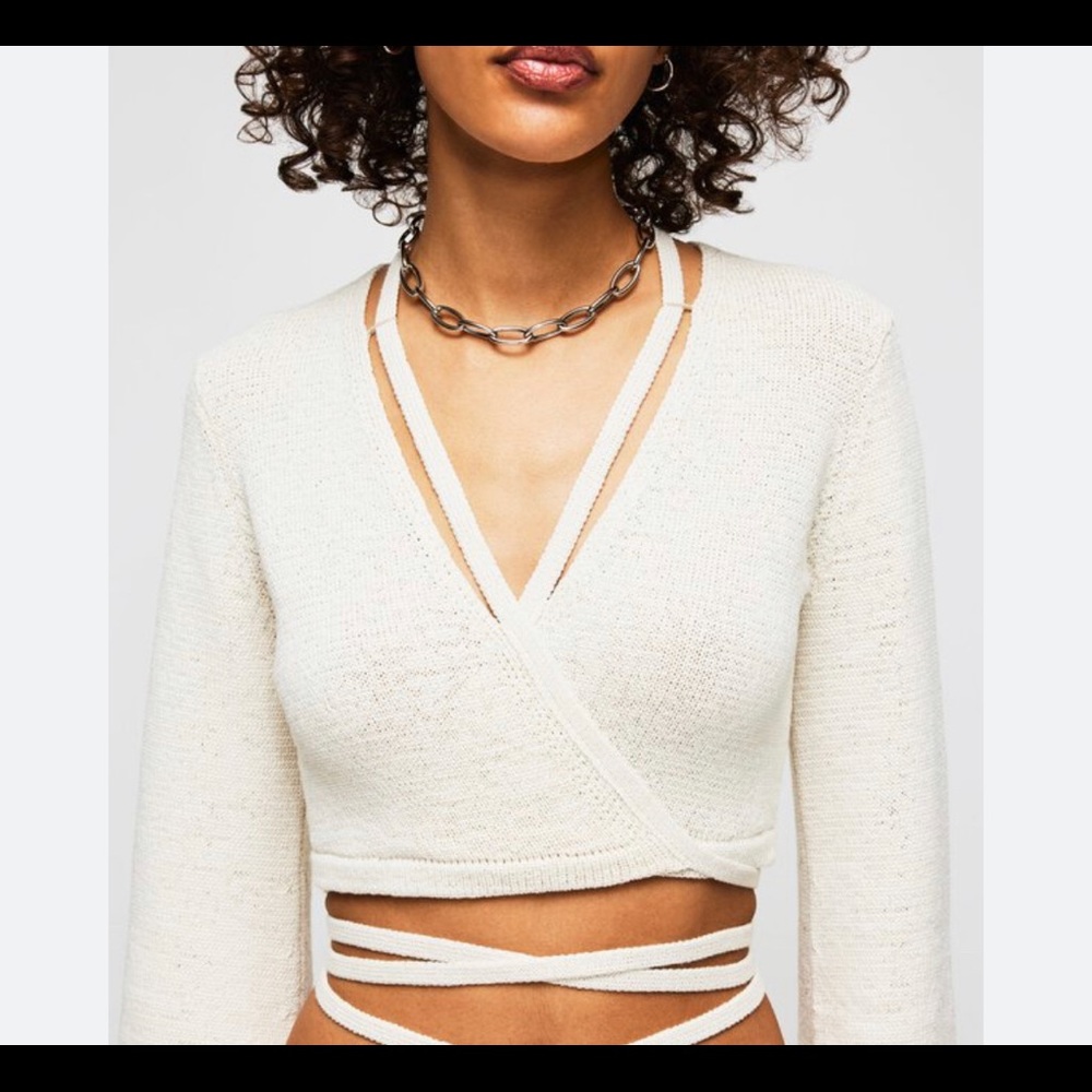 Cult Gaia Heather knit wrap top BRAND NEW ivory XS
